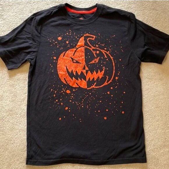 Halloween Pumpkin Jack-O-Lantern Black Orange Shirt Size XLarge 14-16 - Picture 1 of 6